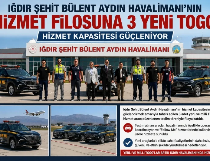 Iğdır Şehit Bülent Aydın Havalimanı’nın Hizmet Filosuna 3 Yeni TOGG